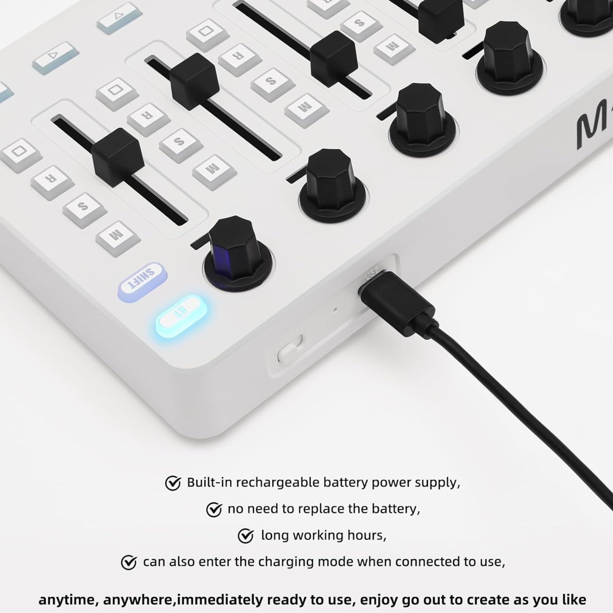 M-WAVE Wireless MIDI Controller Bluetooth Mixer 8 Knobs for DAW