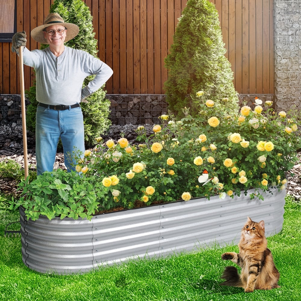 Aoodor 6-in-1 Modular Aluzinc Metal Raised Garden Bed Kit