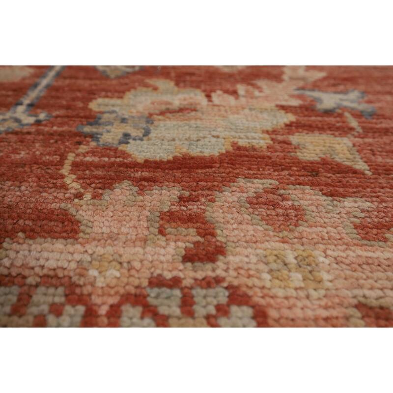 Vegetable Dye Oushak Turkish Large Rug Orange Hand-Knotted Wool Carpet - 10'8"x 13'6"