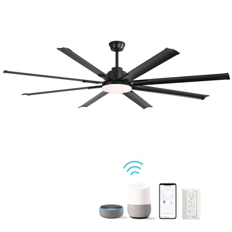 48in/52in/66in/72in/84in Industrial Matte Black Large Windmill Ceiling Fan with Light and Remote