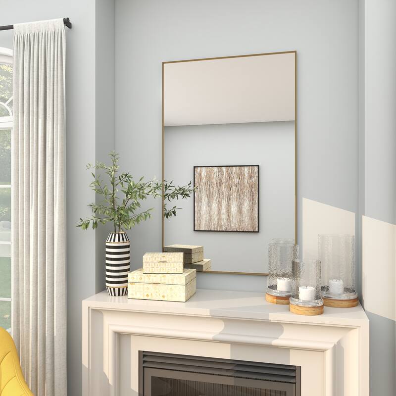 CosmoLiving by Cosmopolitan Gold Metal Room Wall Mirror with Thin Frame