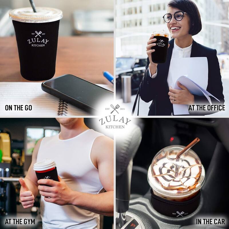 Zulay Kitchen Reusable Iced Coffee Sleeve (22oz to 24oz)