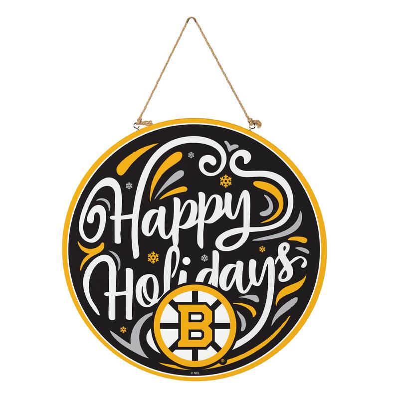 Boston Bruins 18" x 18" Happy Holidays Door Décor Wall Sign - 18" x 18"