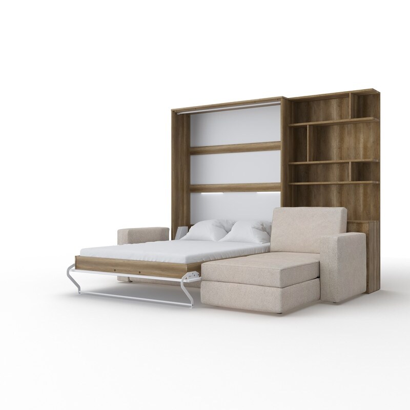 INVENTO Vertical Wall Bed with mattress 55.1" x 78.7" and Sectional