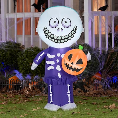 Gemmy Halloween Inflatable Barrel w/ Jack O' Lantern, 4 ft Tall