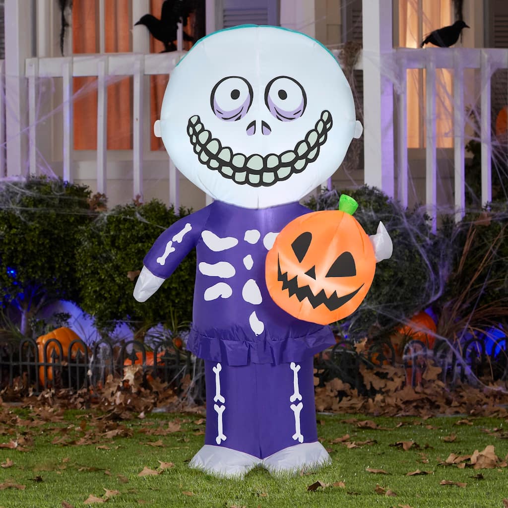 Gemmy Halloween Inflatable Barrel w/ Jack O' Lantern, 4 ft Tall