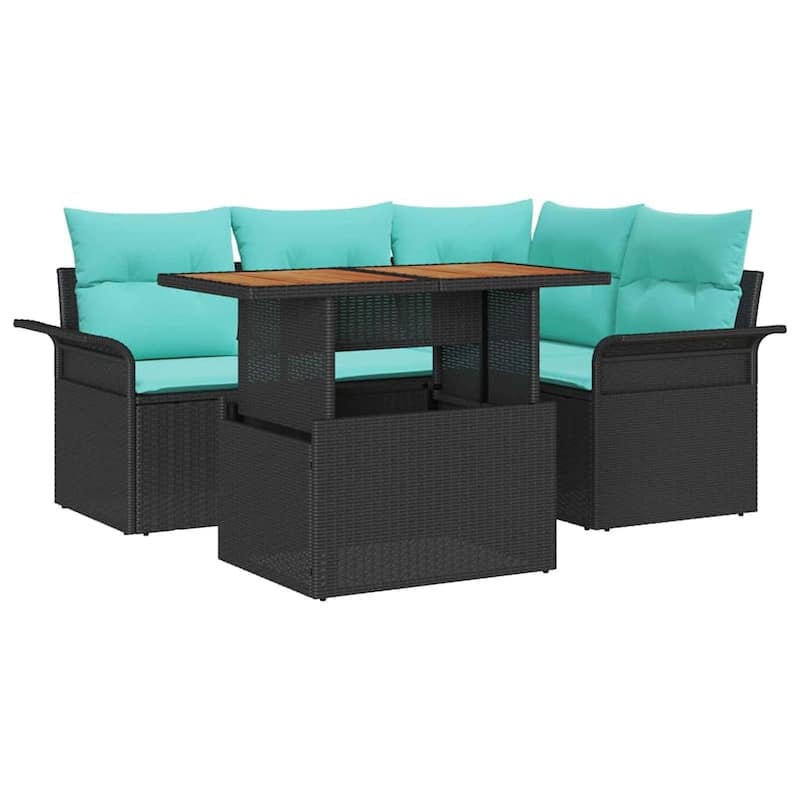vidaXL 5 Piece Garden Sofa Set with Cushions - 73.8×52.2×27.2