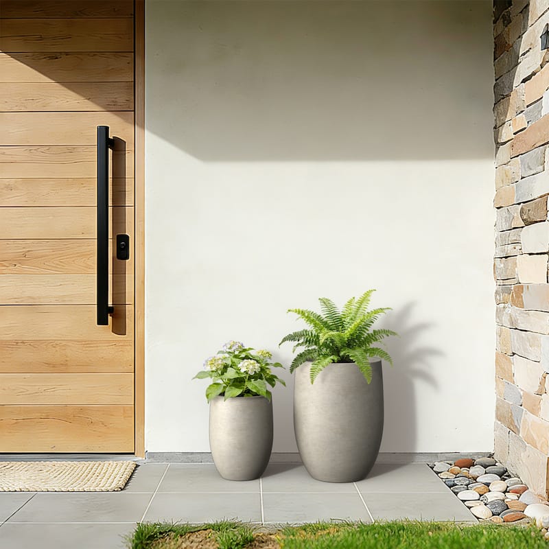 Concrete Tall Round Planter / Pot with Drainage Holes