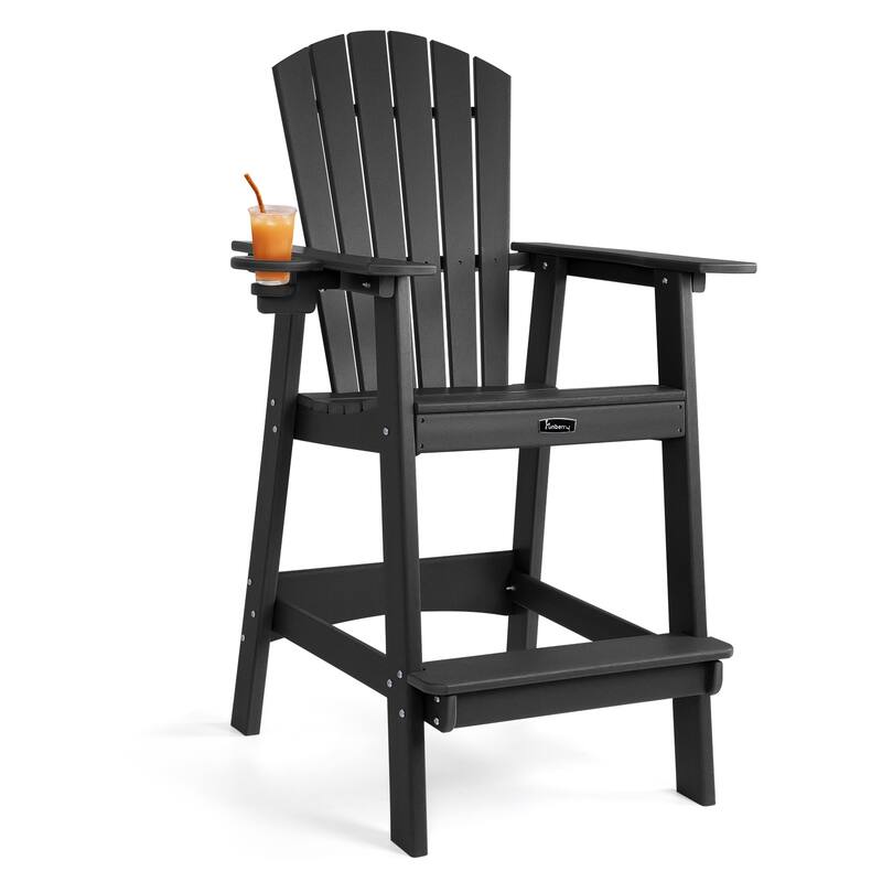Vrakae Tall Adirondack Bar Stool Chair with Cup Holder