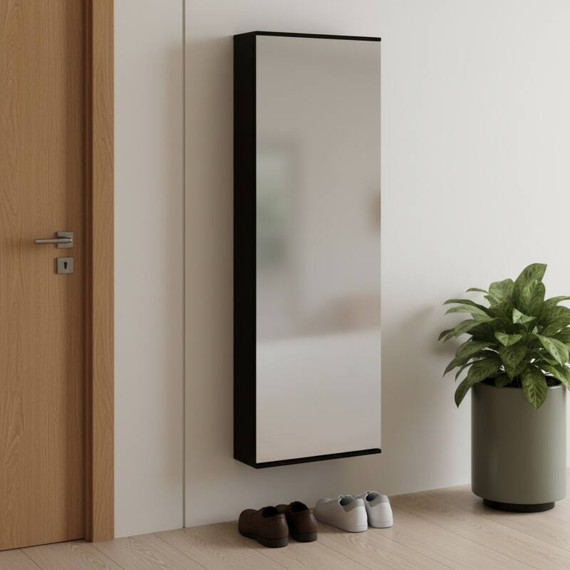 HomeRoots Dark Brown Ten Pair Wall Mounted WoodShoe Rack - 18.50 in. x 54.30 in. x 8.10 in. - Dark Brown - 18.50 in. x 54.30 in. x 8.10 in.