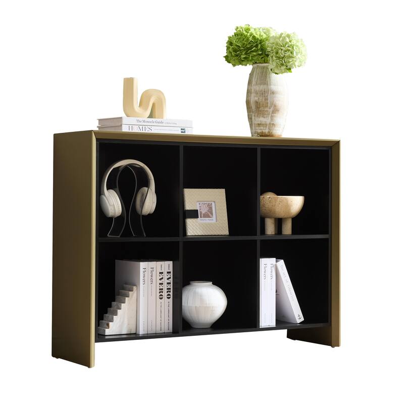 Ethan Contemporary Wood 6-Shelf Bookcase with Open Cubby Storage