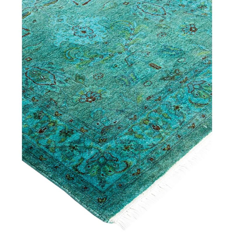 Overdyed One-of-a-Kind Hand-Knotted Area Rug - Green - 2' 7" x 12' 2"
