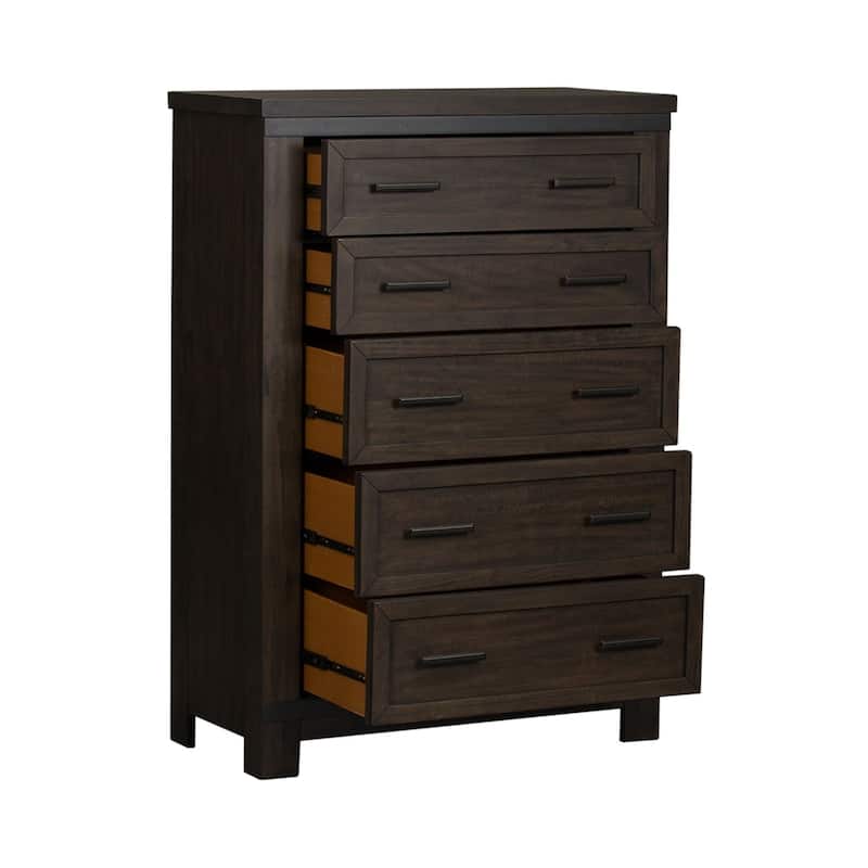 Thornwood Hills Rock Beaten Gray with Saw Cuts 5 Drawer Chest