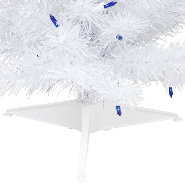 2' Prelit White Iridescent Pine Artificial Christmas Tree Blue Lights