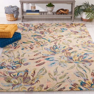 SAFAVIEH Handmade Blossom Jetchka French Country Floral Wool Rug