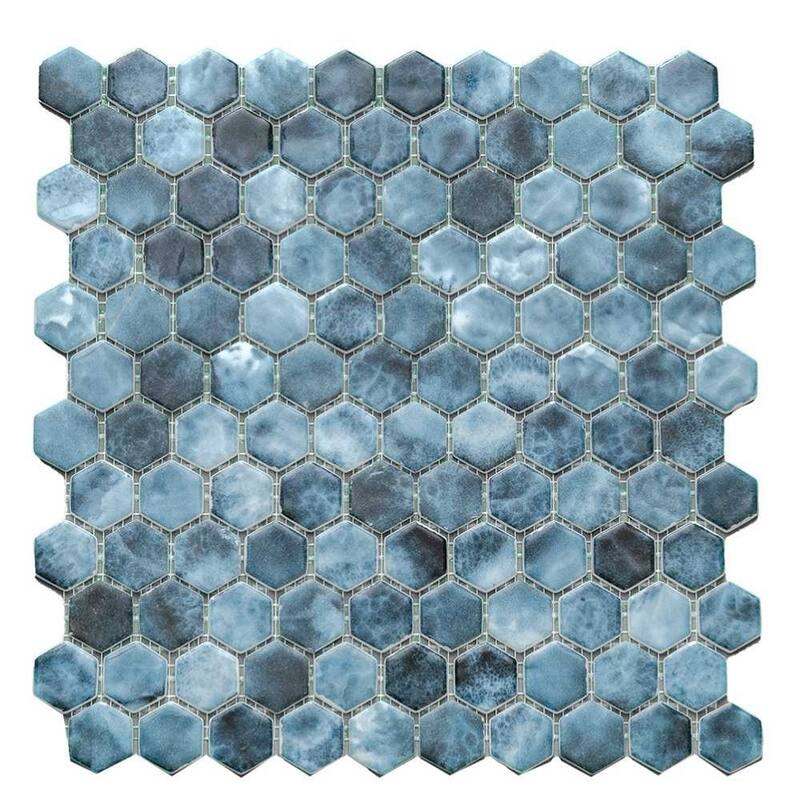 The Tile Life Eterna Hex 1x1 Glass Mosaic Floor & Backsplash Wall Tile