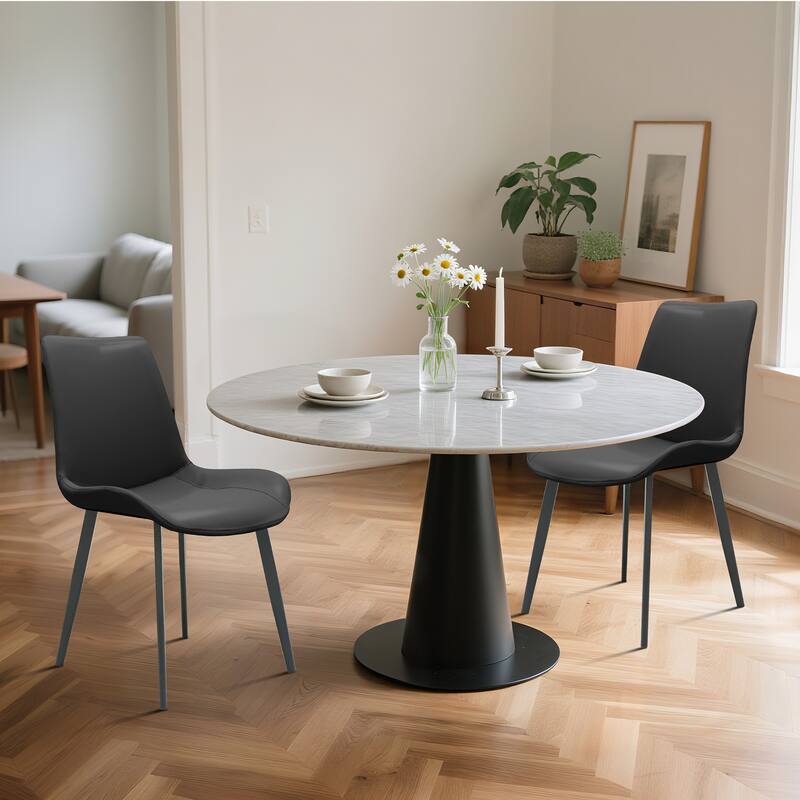 PU Leather Dining Chair with Metal Legs, Modern Upholstered Chair Set of 2 for Kitchen, Restaurant, Living, Meeting Room