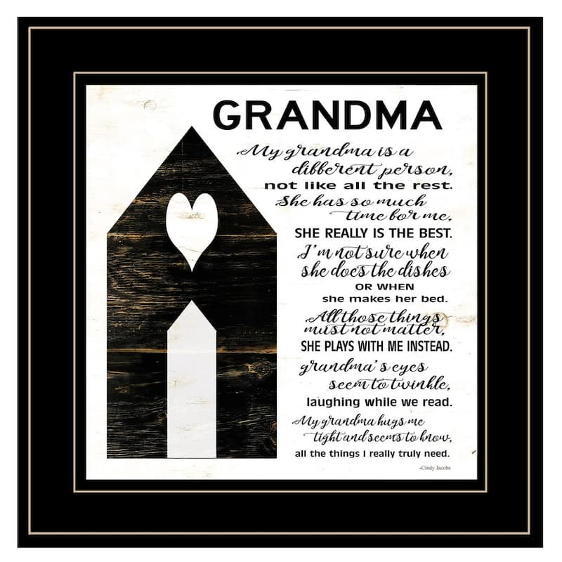 TrendyDecor4U Contemporary "My Grandma is the Best" Framed Print Wall Art by Cindy Jacobs