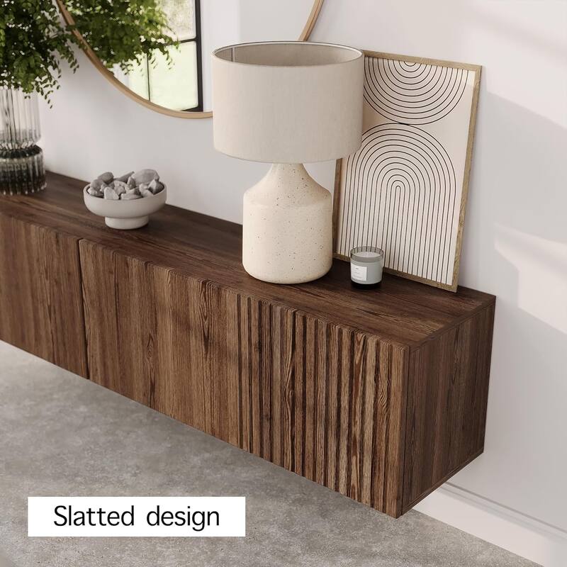 Living Skog Camelia White 59 in. Floating TV Stand Fits TV's up to 65 in. with Wall Mount Feature