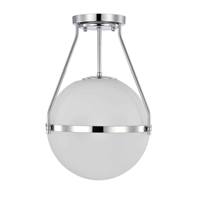 Lomique Contemporary Semi-Flushmount Ceiling Lamp Metal with Frosted Globe