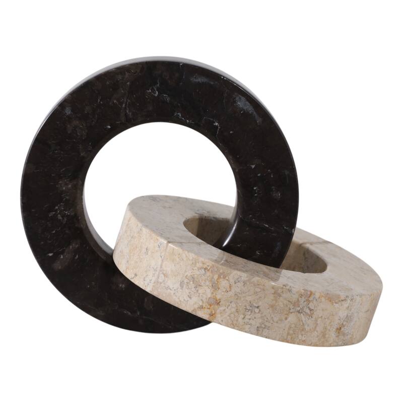 Stone Marble Decorative Object Modern Ring Design for Home - 7" Ivory - 10" x 7" x 7"