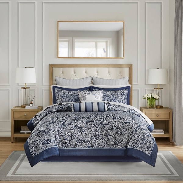 Madison Park Whitman 12 Piece Comforter Set with Cotton Bed Sheets On Sale Bed Bath Beyond 16900291
