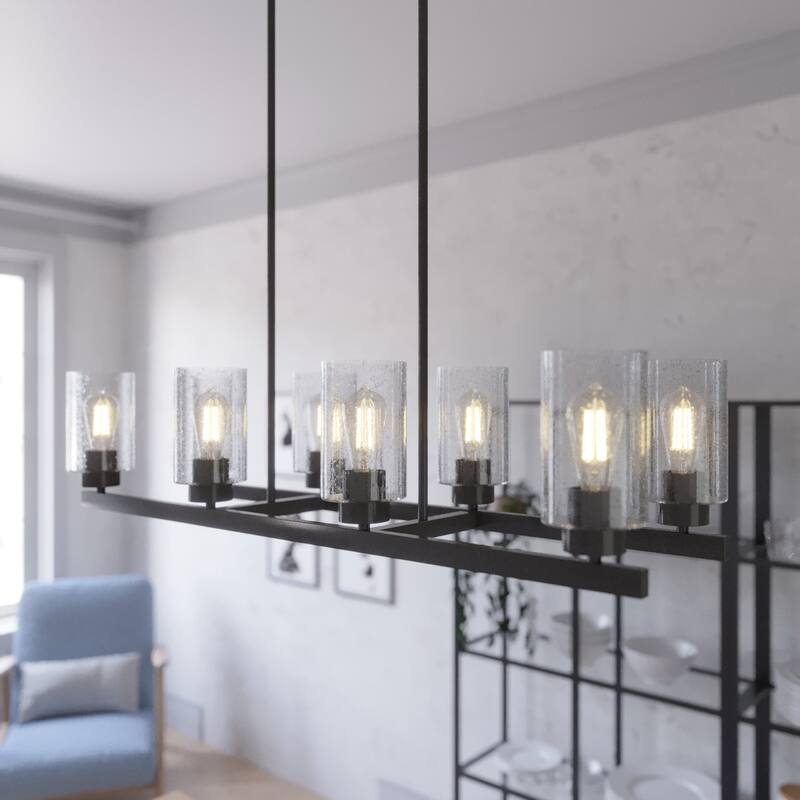 Hunter Hartland 8-Light Linear Chandelier - Dining Room, Kitchen Island - Modern Farmhouse, Industrial, Contemporary - Noble Bronze