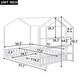 preview thumbnail 3 of 10, White Full Size Wood House Bed with Fence and Storage Shelves