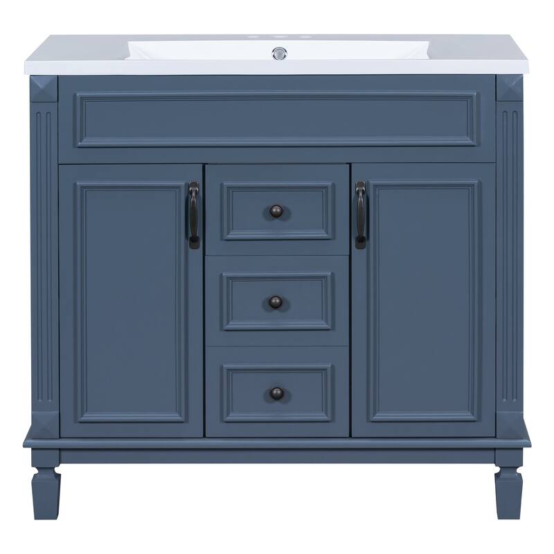 36'' Bathroom Vanity with Top Sink,2 Soft Closing Doors and 2 Drawers