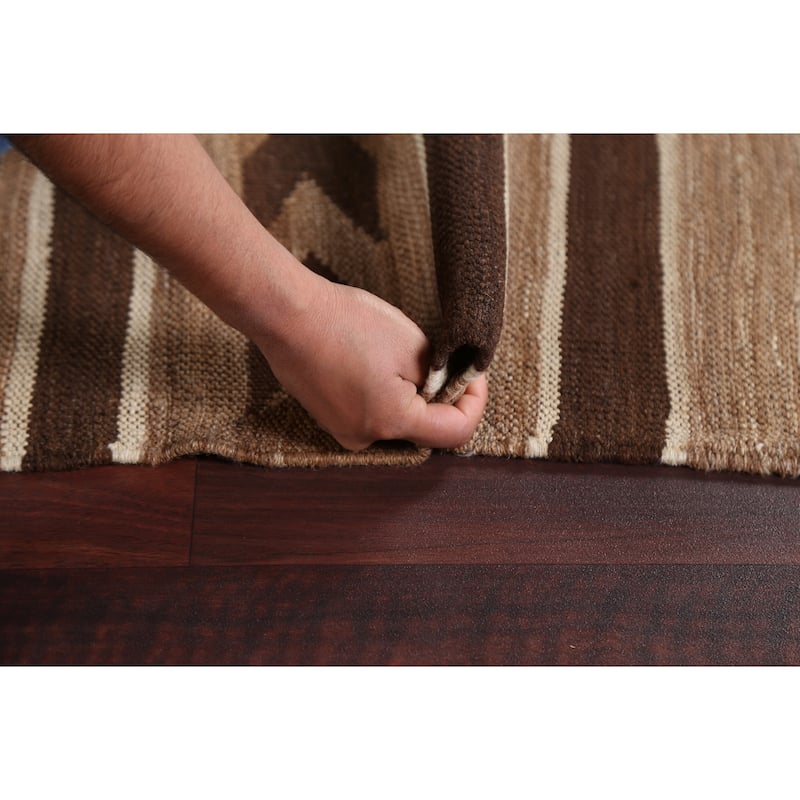 Natural Dye Tribal Kilim Area Rug Flat-woven Contemporary Wool Carpet - 5'0" x 6'9"