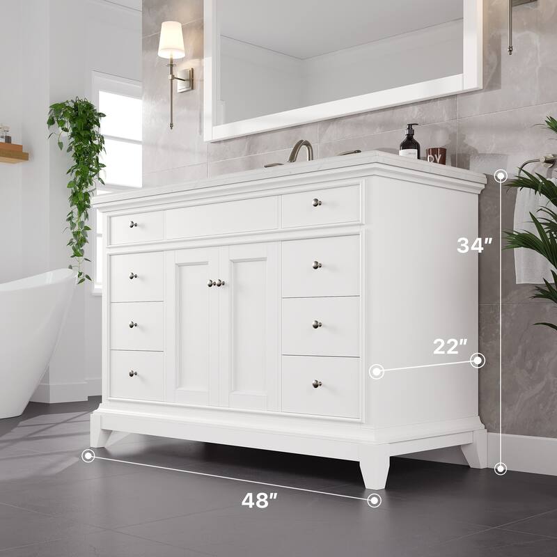 Elite Stamford Bath Vanity with Carrara Quartz Top and Porcelain Sink