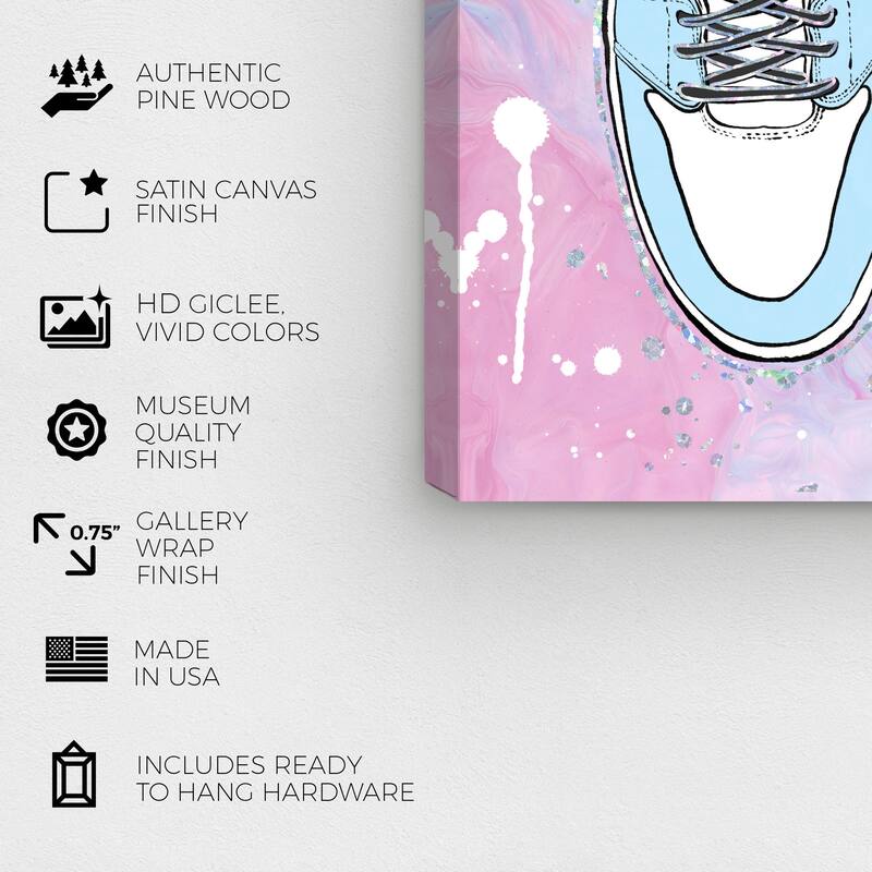Wynwood Studio Canvas Fashion and Glam Preppy Sneakers Blue and Pastel Blue Modern & Contemporary Wall Art Canvas Print