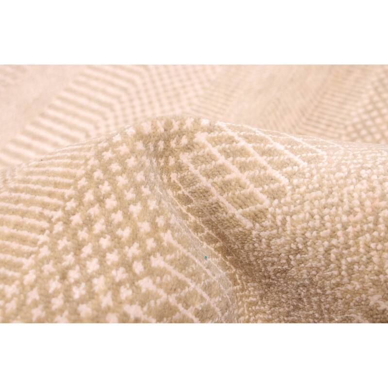 ECARPETGALLERY Hand-knotted Finest Silk Shadow Khaki Silk, Wool Rug - 8'11 x 12'2