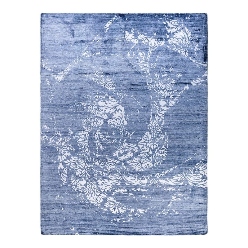 Modern One-of-a-Kind Hand-Knotted Area Rug - Gray, 9' 2" x 12' 0" - 9' 2" x 12' 0"