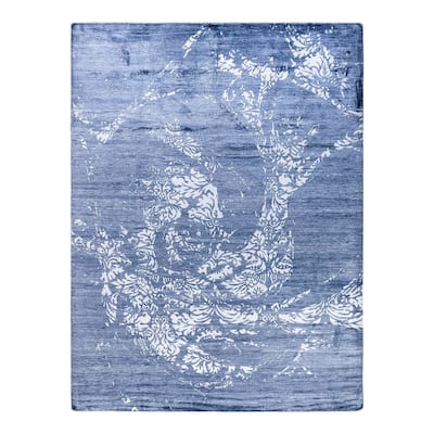 Modern One-of-a-Kind Hand-Knotted Area Rug - Gray, 9' 2" x 12' 0" - 9' 2" x 12' 0"