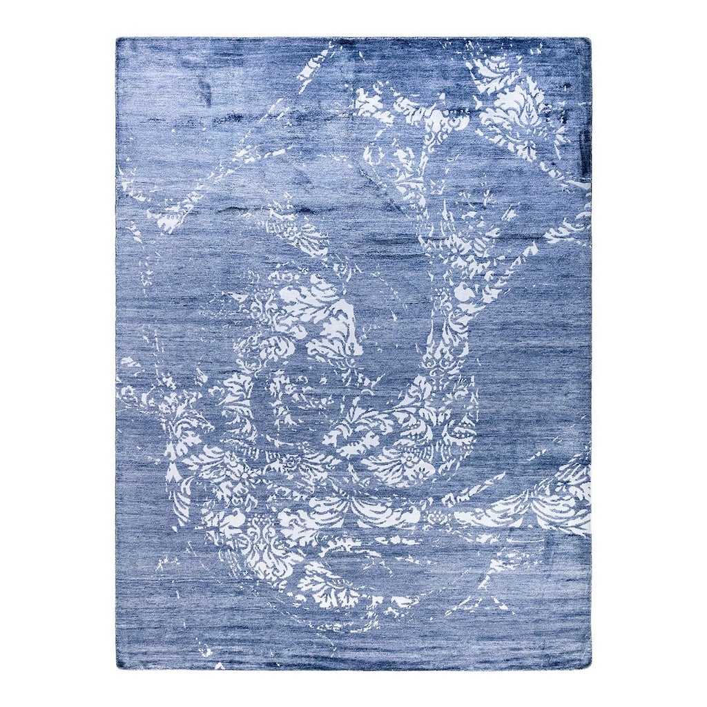 Modern One-of-a-Kind Hand-Knotted Area Rug - Gray, 9' 2" x 12' 0" - 9' 2" x 12' 0"
