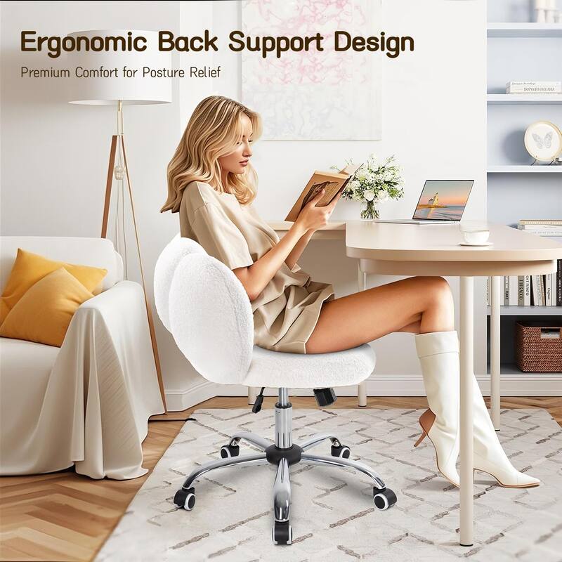 BOSSIN Cloud-Shaped Vanity Chair - Adjustable Swivel Desk Chair with Casters, Office chair for Bedroom, Office & Living Room