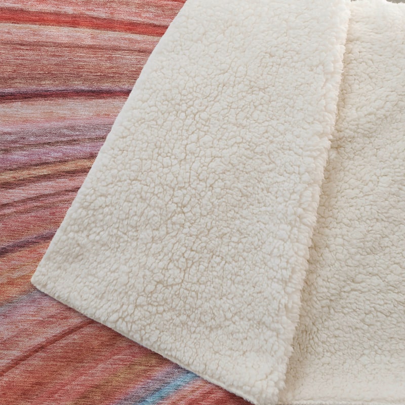 Premium Machine Washable Contemporary Stripe Sherpa Throw Blanket