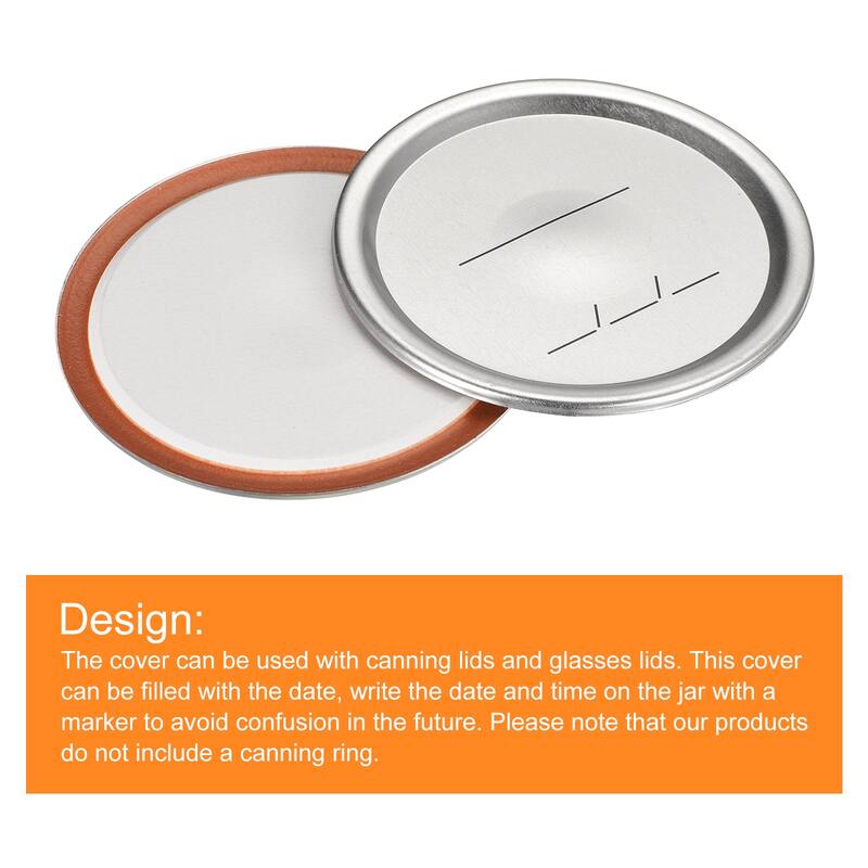 Canning Lids, 80pcs - Tinplate Mason Jar Lid, Wide Mouth with Date - Silver - 86mm