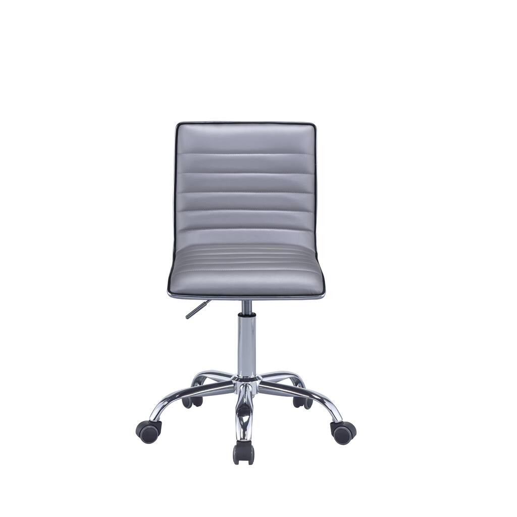 Metal Gas Lift 360 Degree Swivel Adjustable Seat Height Silver PU Office Chair in Chrome Finish