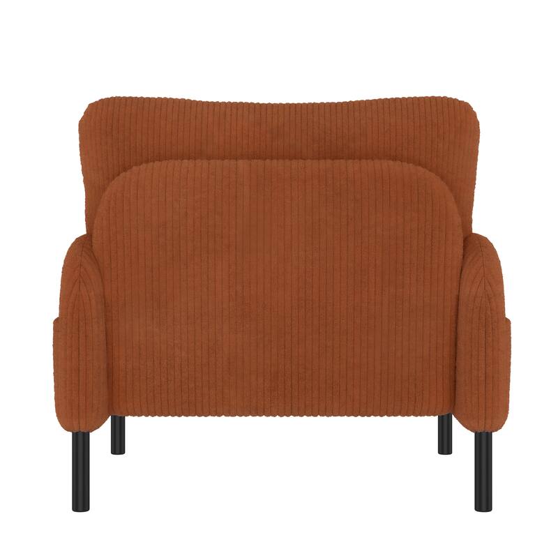 Corduroy Upholstered Single Sofa Chair, Lounge Reading Chair with Side Pockets, Armchair with Solid Wood Frame