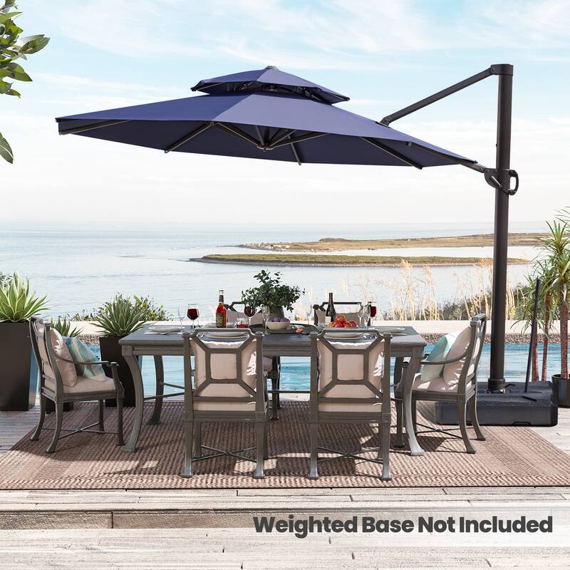 Crestlive Products 11.5' Double Top Round Patio Outdoor Cantilever Offset Umbrella - Navy Blue