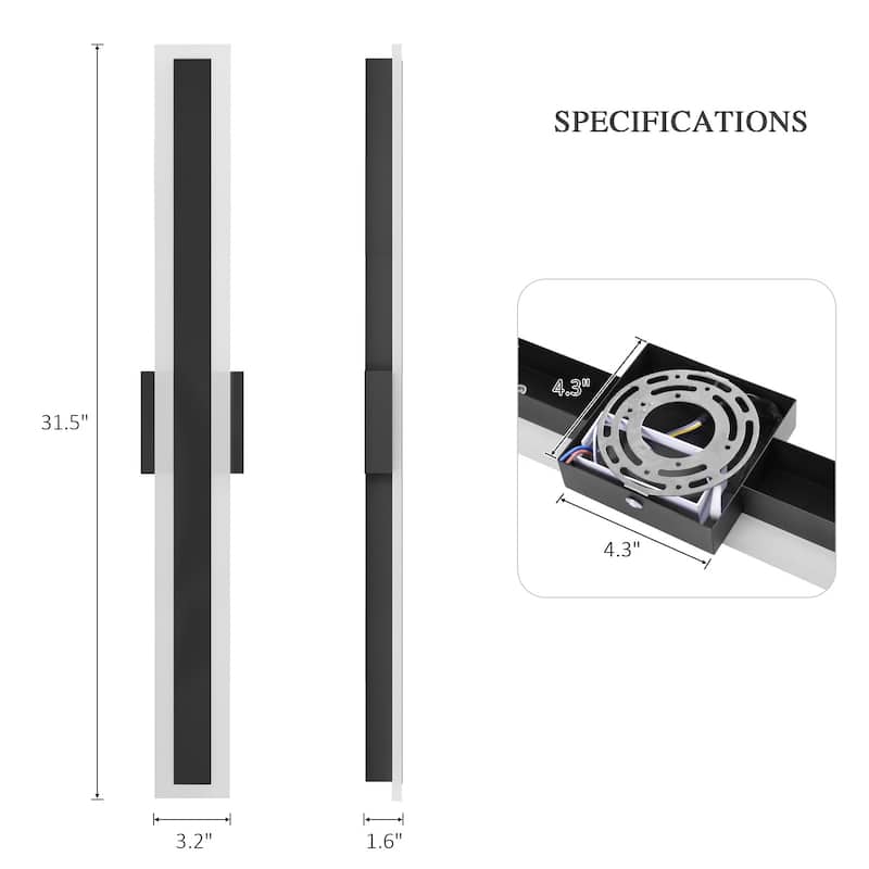 Outdoor Linear Integrated LED Wall Sconce Light Fixture with Bracket