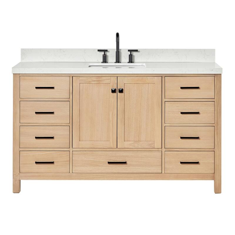 Ariel A060SCQRVO Cambridge 60" Free Standing Single Basin Vanity Set - Oak