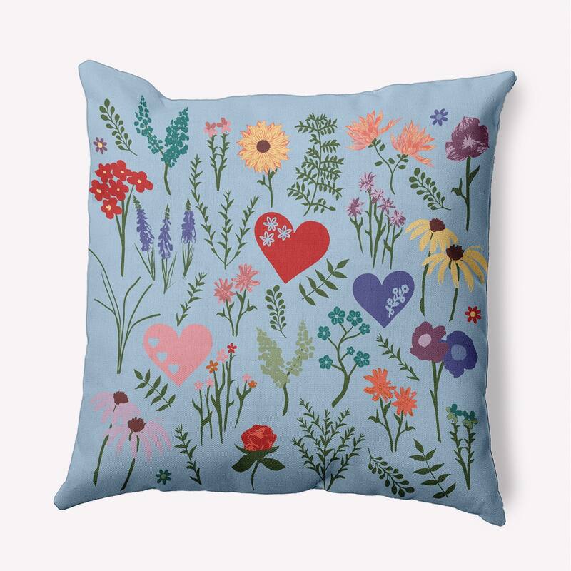 Valentine Garden Indoor/Outdoor Throw Pillow - Light Blue - 20" x 20"