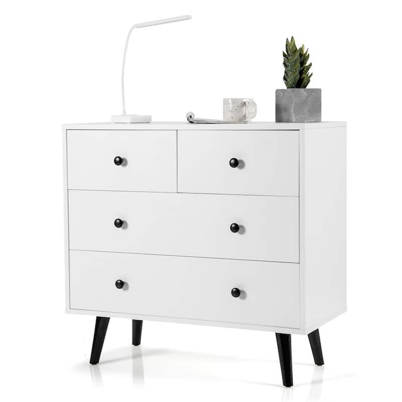 Costway 4 Drawers Dresser Chest of Drawers Free Standing Sideboard