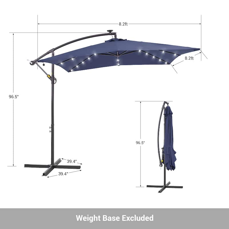 LIVOOSUN Outdoor Patio Umbrella, Square Canopy Offset LED Umbrella