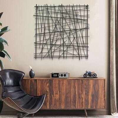 Black Metal Abstract Square Wall Decor