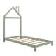 preview thumbnail 3 of 9, Green Twin Size Wood Bed with House Headboard for Kids
