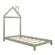 preview thumbnail 3 of 9, Green Twin Size Wood Platform Bed with House-shaped Headboard